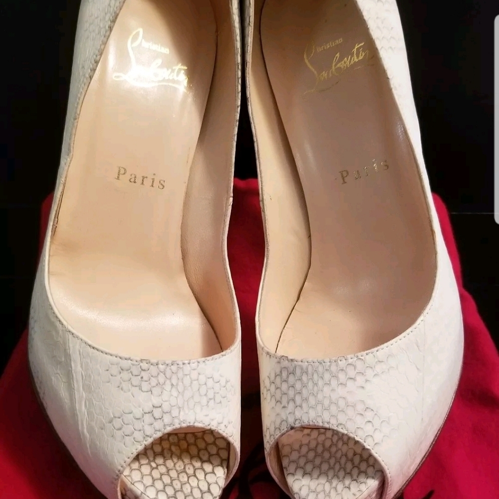 Authentic Christian Louboutin Python Peeptoe Heels - image 3